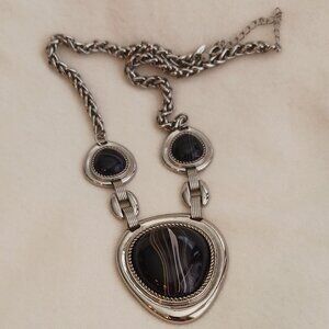 Silver Tone and Black Multi Tone Necklace
